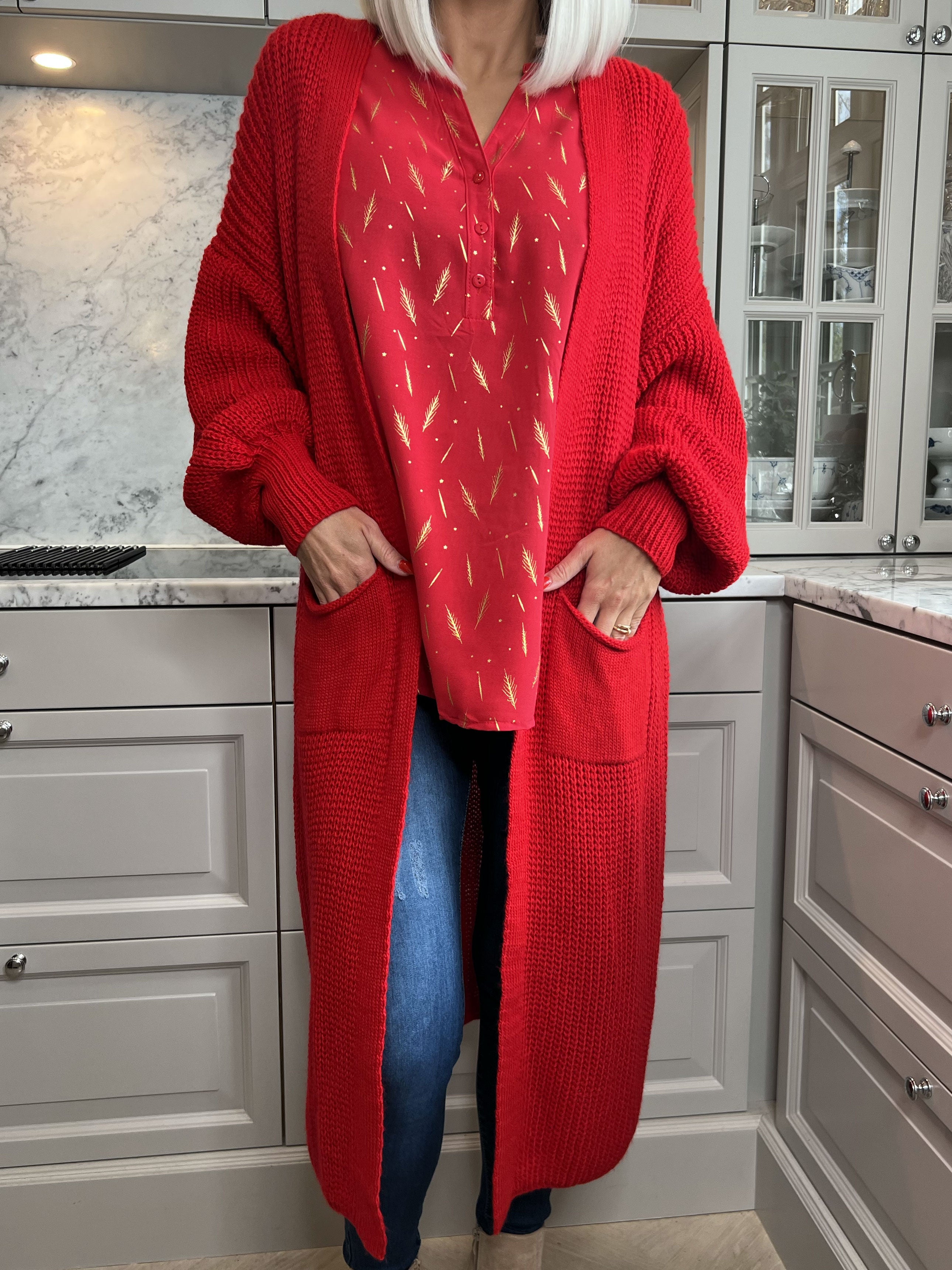 Sally - Strik cardigan med ballonærmer